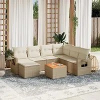 Set Divano da Giardino 8 pz con Cuscini Beige in Polyrattan 3224679