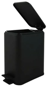 Pattumiera bagno 5 Lt in acciaio nero opaco con apertura a pedale Rexa