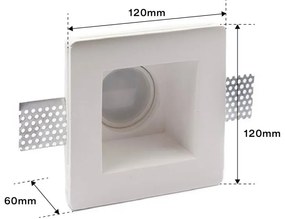 Portafaretto GU10 e MR16 in Gesso Pitturabile Quadrato 120x120 mm Materiale Gesso