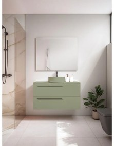 Mobile da bagno sotto lavabo VISOBATH Mia verde laccato opaco L 100 x H 55 x P 39.5 cm 2 cassetti, lavabo posizionabile centralmente non incluso