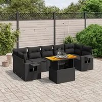 Set Divani da Giardino con Cuscini 8 pz Nero in Polyrattan 3271664