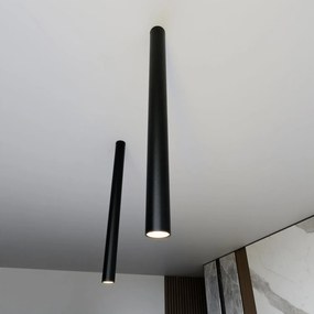 Plafoniera Moderna Faretto Tecno 1 Luce Acciaio Nero 80 Cm