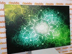 Quadro su tela – Mandala con sfondo galattico in sfumature di verde