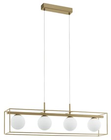 Lampadario Industrial Vallaspra 4 Luci Acciaio Ottone