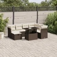 Set Divani da Giardino 8 pz con Cuscini Marrone in Polyrattan 3274683