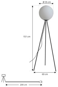 Lucande, lampada da terra Kestralia, bianco, vetro, Ø 35 cm, E27