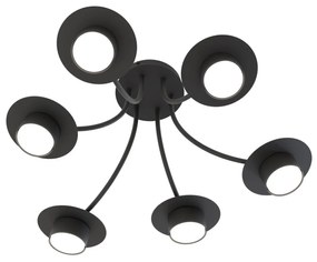 Lampadario a soffitto in acciaio ENSO 6 nero da interno 6xGX53