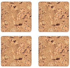 Sottobicchieri in sughero di colore naturale in set di 4 pezzi Querco - ZicZac