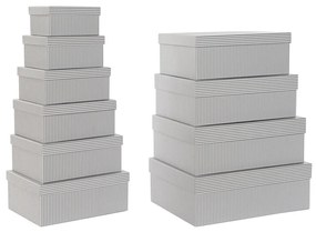 Set di Scatole per Sistemare Impilabili DKD Home Decor Grigio Bianco Quadrato Cartone (43,5 x 33,5 x 15,5 cm)