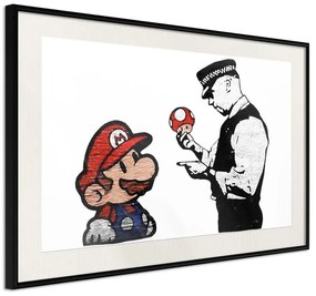 Poster  Banksy: Mario and Copper  Cornice Quadri Cornice nera con pass-partout, Larghezza x Altezza Home decor 30x20