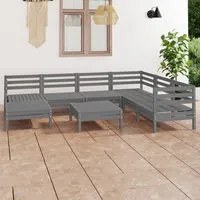 Set Salotto da Giardino 8 pz in Legno Massello di Pino Grigio 3082981