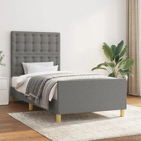 Giroletto Con Testiera Grigio Scuro 90x190 Cm İn Tessuto /