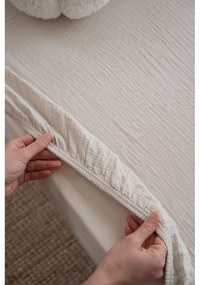 Lenzuolo con angoli per bambini beige in mussola per culla 60x120 cm Burumcuk – Mijolnir