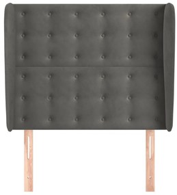 Testiera ad orecchio grigio scuro 93x23x118/128 cm in velluto