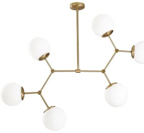Sospensione per 6 bulbi in Damar bianco-oro - Opviq lights