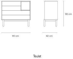 Cassettiera bassa grigio scuro 90x90 cm Corvo - Teulat