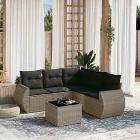 Set divano da giardino 6 pz con cuscini grigio in polyrattan