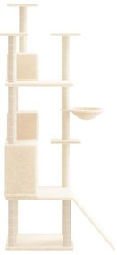 Albero per gatti con tiragraffi in sisal crema 175 cm