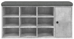 Panca porta scarpe grigio cemento 102x32x50cm legno multistrato