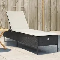 Lettino Prendisole con Cuscino Nero in Polyrattan 4002719