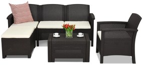 Un set di mobili da salotto in rattan sintetico Venezia Relax Corner 5 Bica marrone