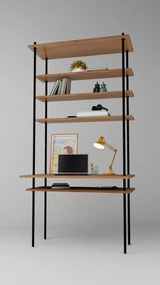Scaffale in kit AR SHELVING Office Ardeco 5 ripiani L 85 x P 52.5 x H 185 cm in legno nero e beige, portata per ripiano 30 kg