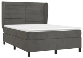 Giroletto a molle con materasso grigio scuro 140x200 cm velluto