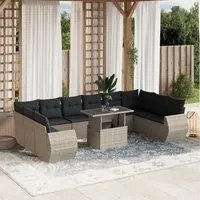 Set Divani da Giardino 11 pz con Cuscini in Polyrattan Grigio 3268782