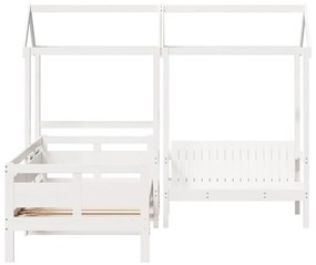 Set dormeuse e panca con tetto bianco 90x200cm massello pino