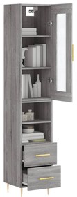 Credenza grigio sonoma 34,5x34x180 cm in legno multistrato