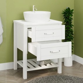 Kamalu - Mobile bagno a terra 60 cm stile classico bianco opaco | LAC-THALASSA-60