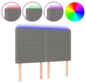 Testiera a led grigioscuro 144x5x118/128cm intessuto