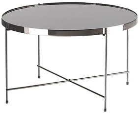 Tavolino vetro nero e argento ⌀ 63 cm LUCEA Beliani