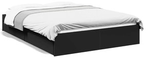 Giroletto Con Cassetti Nero 140x190 Cm İn Legno Multistrato /