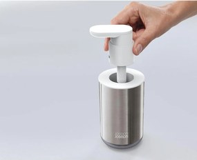 Dispenser per sapone argentato in acciaio inox 300 ml Duo Steel – Joseph Joseph