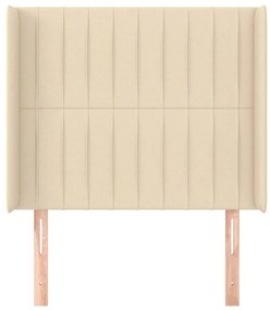 Testiera ad orecchio crema 93x16x118/128 cm in tessuto