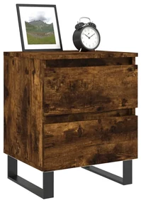Comodini 2pz rovere fumo 40x35x50 cm in legno multistrato