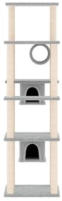 Albero per gatti con tiragraffi in sisal grigio chiaro 169 cm
