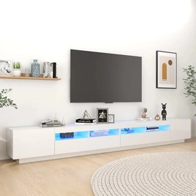 Mobile Porta TV con Luci LED Bianco Lucido 300x35x40 cm