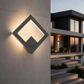 Applique LED da Esterno Quadrata 12W IP65 CCT con LED OSRAM - Antracite