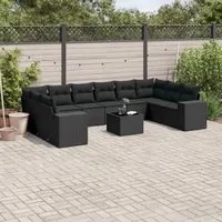 Set Divani da Giardino 11 pz con Cuscini in Polyrattan Nero 3255412