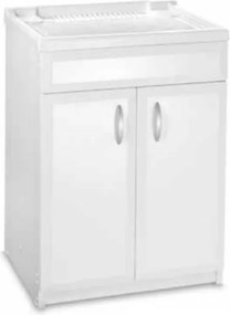 Mobile lavatoio con 2 ante 60x50 cm in Pvc con vasca in resina Bianco