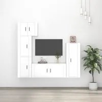 Set di Mobili Porta TV 5 pz Bianco Lucido in Legno Multistratocod mxl 124774