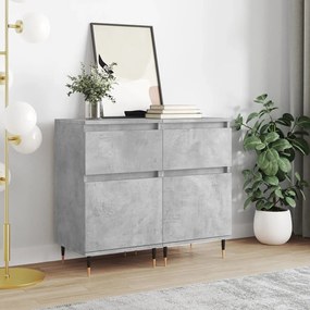 Credenze 2 Pz Grigio Cemento 40x35x70 Cm İn Legno Multistrato /