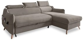 Divano letto angolare in velluto marrone chiaro (angolo destro) Sweet Harmony - Miuform