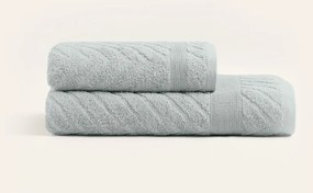 Set di asciugamani per viso e corpo tipo terry grigio chiaro in cotone 2 pz – Foutastic
