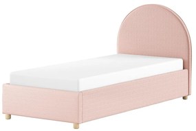 Letto singolo imbottito rosa con contenitore con rete inclusa 90x200 cm Moon – Vipack