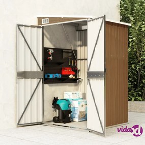 vidaXL Capanno Giardino a Parete Marrone 118x100x178cm Acciaio Zincato