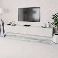 Mobili Porta TV 2 pz in Truciolato 120x40x34 cm Bianco Lucido