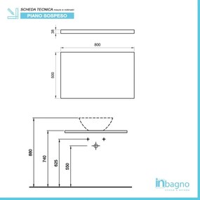 Mensola porta lavabo rovere miele per lavabi da appoggio da 80 cm serie Master